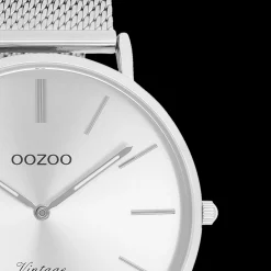 Zilverkleurige OOZOO horloge met metalen mesh armband - C9905