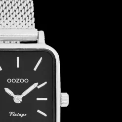 Zilverkleurige OOZOO horloge met metalen mesh armband - C20267