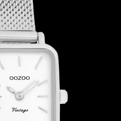 Zilverkleurige OOZOO horloge met metalen mesh armband - C20266