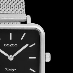 Zilverkleurige OOZOO horloge met metalen mesh armband - C20262