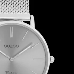 Zilverkleurige OOZOO horloge met metalen mesh armband - C9939