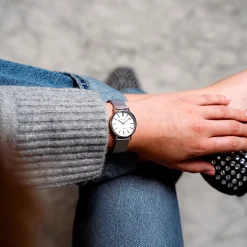 Zilverkleurige OOZOO horloge met metalen mesh armband - C9903