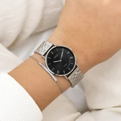 Zilverkleurige OOZOO horloge met roestvrijstalen armband - C20366