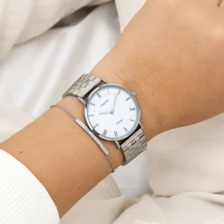 Zilverkleurige OOZOO horloge met roestvrijstalen armband - C20365