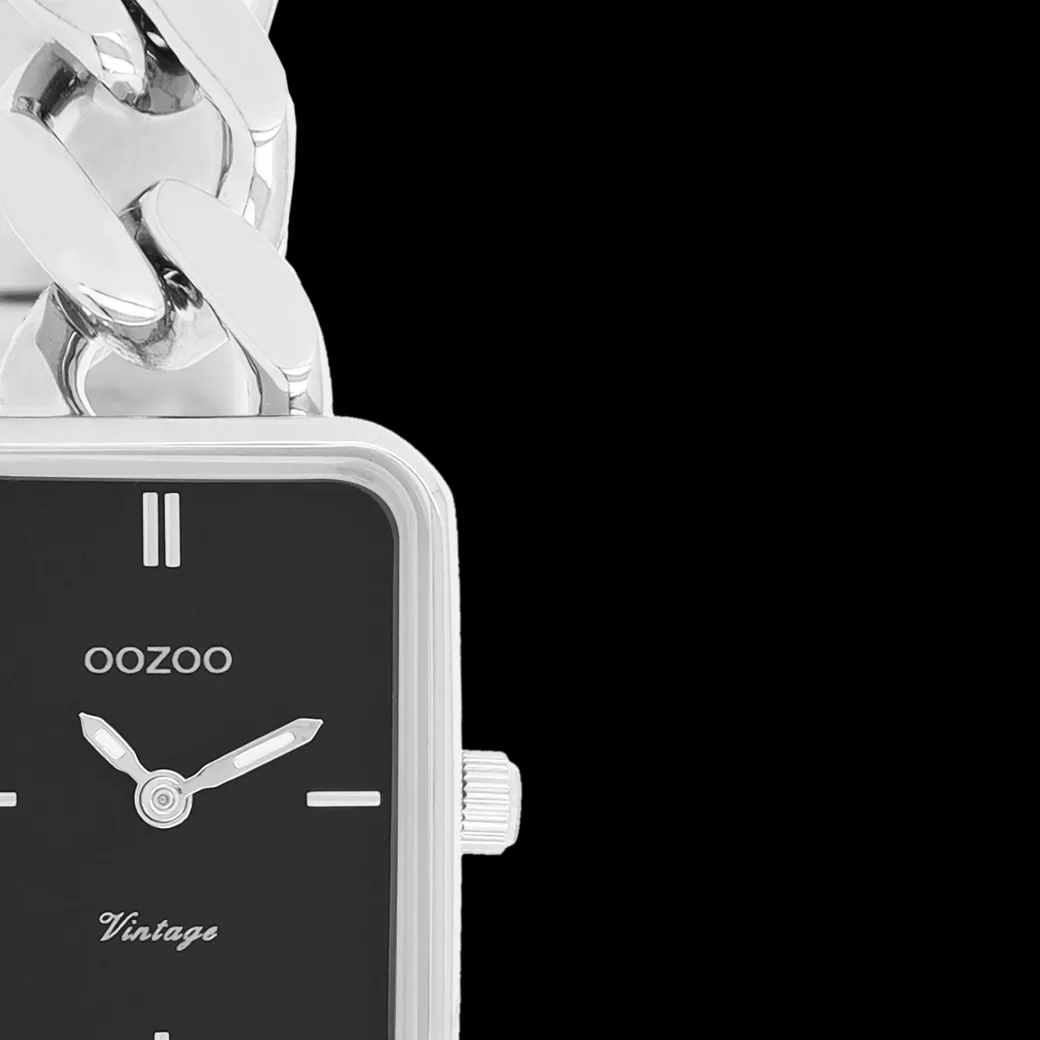 Zilverkleurige OOZOO horloge met grove schakelarmband - C20361