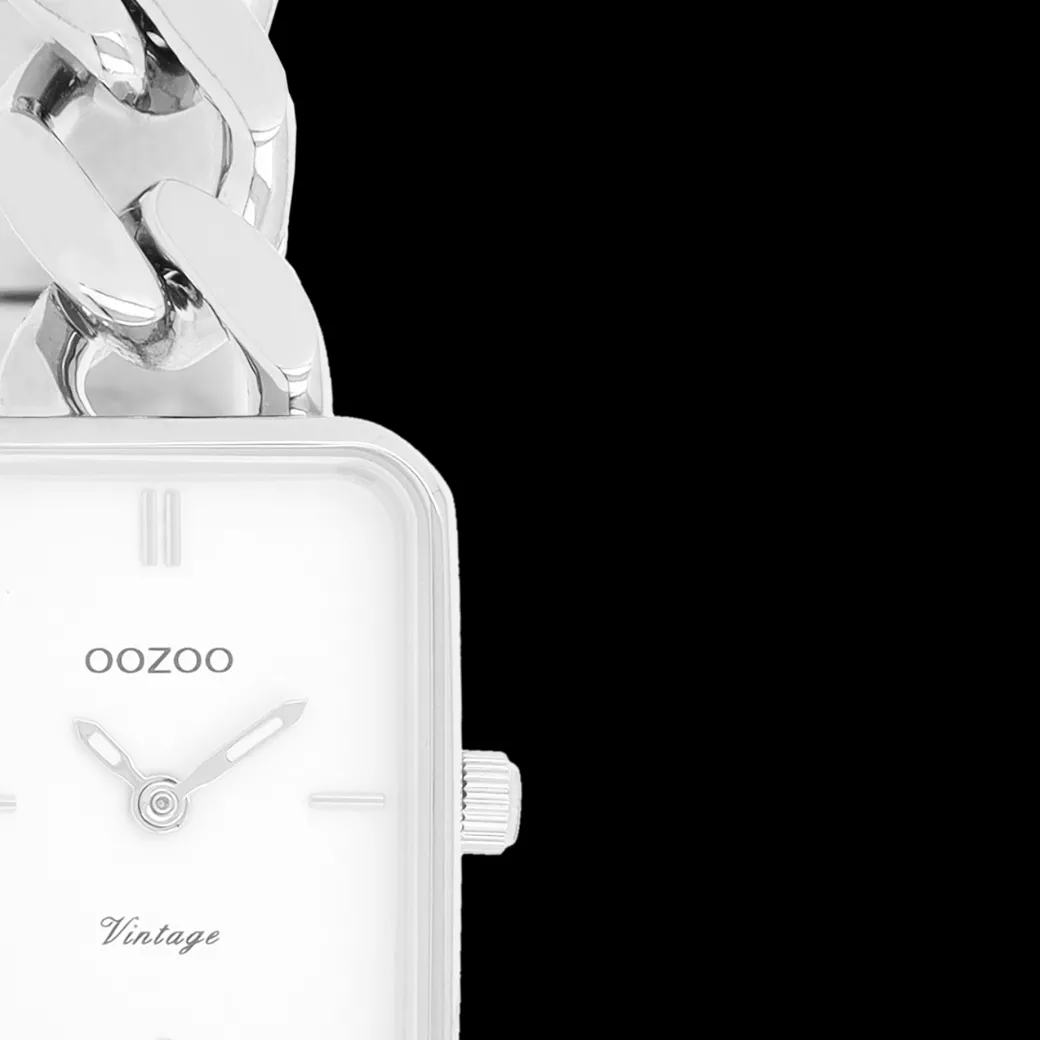 Zilverkleurige OOZOO horloge met grove schakelarmband - C20360
