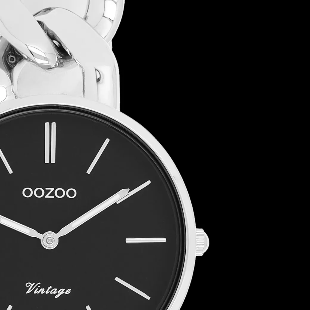 Zilverkleurige OOZOO horloge met grove schakelarmband - C20356