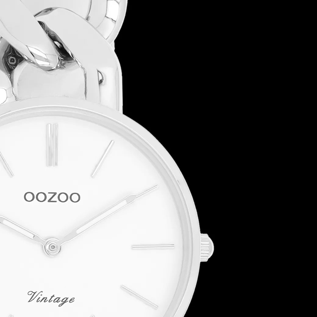 Zilverkleurige OOZOO horloge met grove schakelarmband - C20355