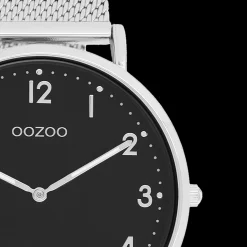 Zilverkleurige OOZOO horloge met metalen mesh armband - C20341