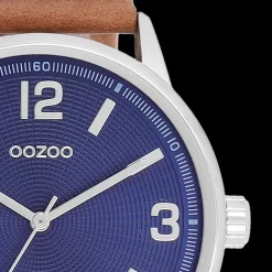 Zilverkleurige OOZOO horloge met leren band leren band - C11501
