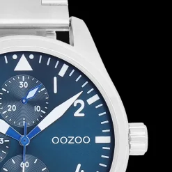 Zilverkleurige OOZOO horloge met roestvrijstalen armband roestvrijstalen armband - C11505