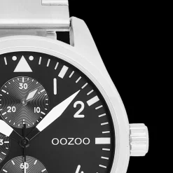 Zilverkleurige OOZOO horloge met roestvrijstalen armband roestvrijstalen armband - C11506
