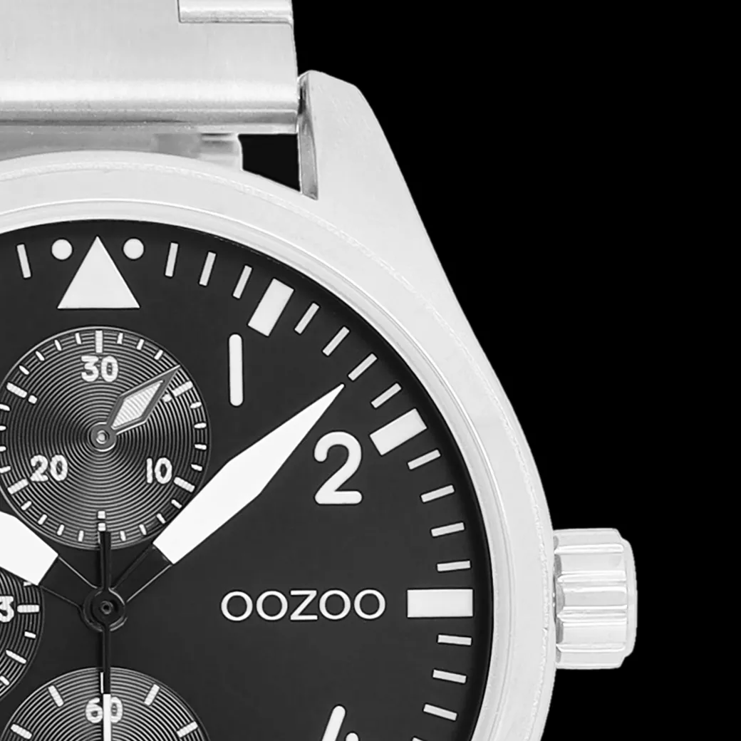 Zilverkleurige OOZOO horloge met roestvrijstalen armband roestvrijstalen armband - C11506