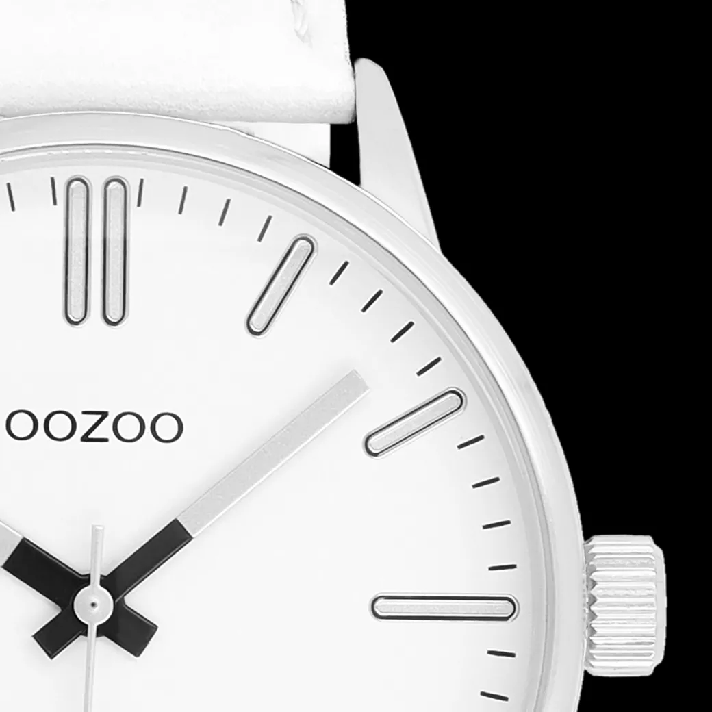 Zilverkleurige OOZOO horloge met leren band leren band - C11512