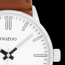 Zilverkleurige OOZOO horloge met leren band leren band - C11513