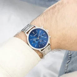 Zilverkleurige OOZOO horloge met roestvrijstalen armband - C11406