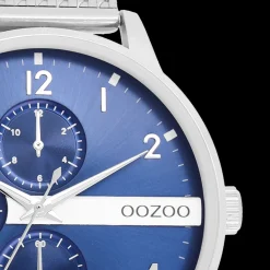 Zilverkleurige OOZOO horloge met metalen mesh armband - C11300