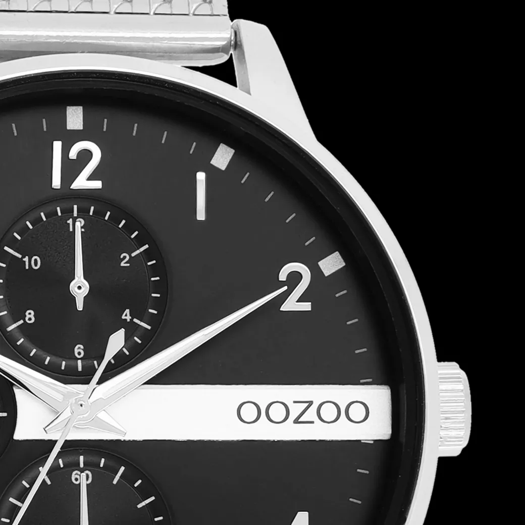 Zilverkleurige OOZOO horloge met metalen mesh armband - C11301