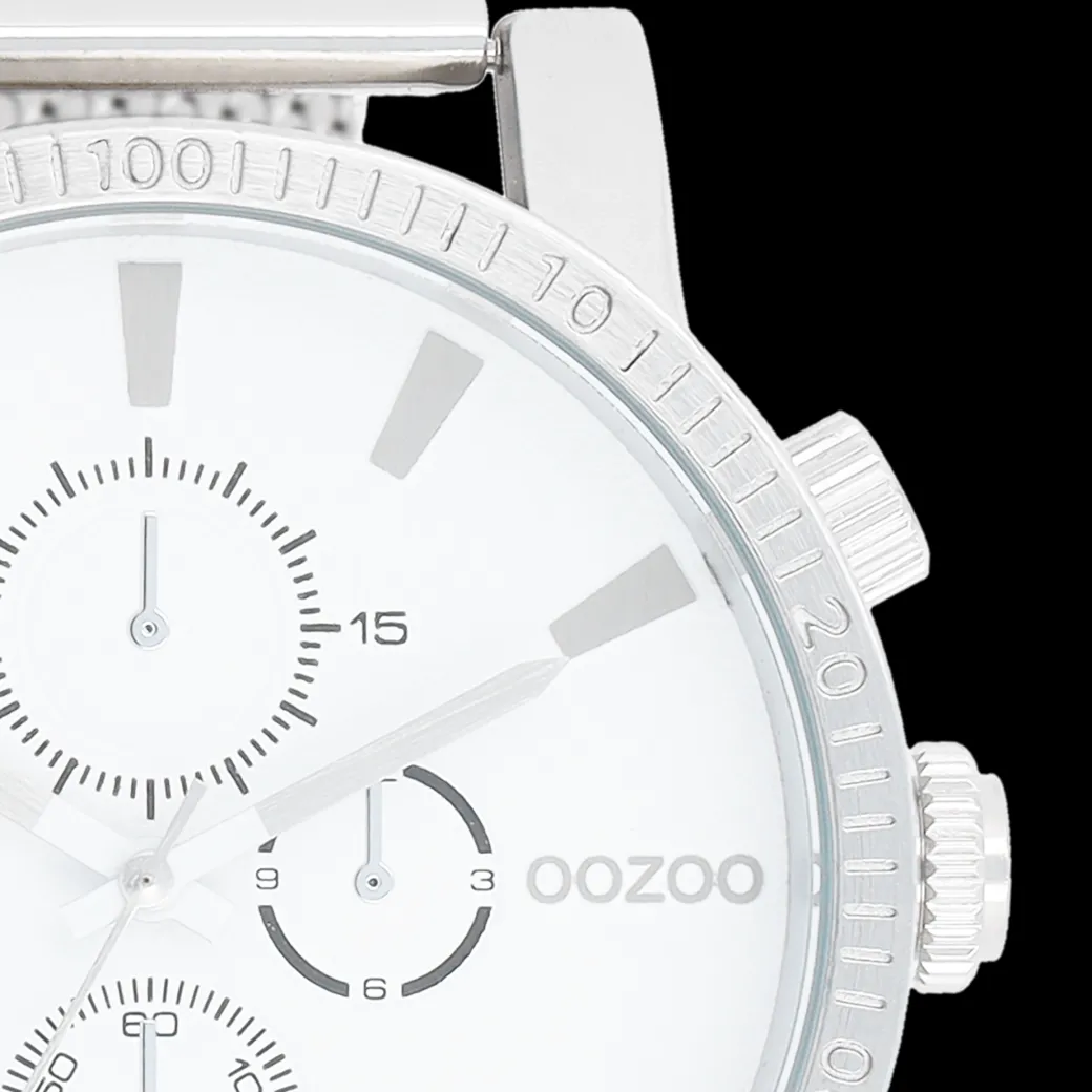 Zilverkleurige OOZOO horloge met metalen mesh armband - C11213