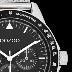Zilverkleurige OOZOO horloge met metalen mesh armband - C11113