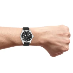 Zilverkleurige OOZOO horloge met zwarte klittenband polsband - C11009
