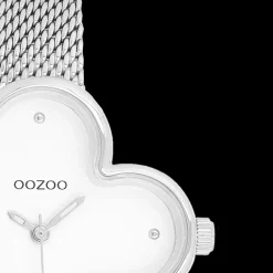Zilverkleurige OOZOO horloge met metalen mesh armband metalen mesh armband - C11525