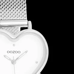 Zilverkleurige OOZOO horloge met metalen mesh armband - C11413