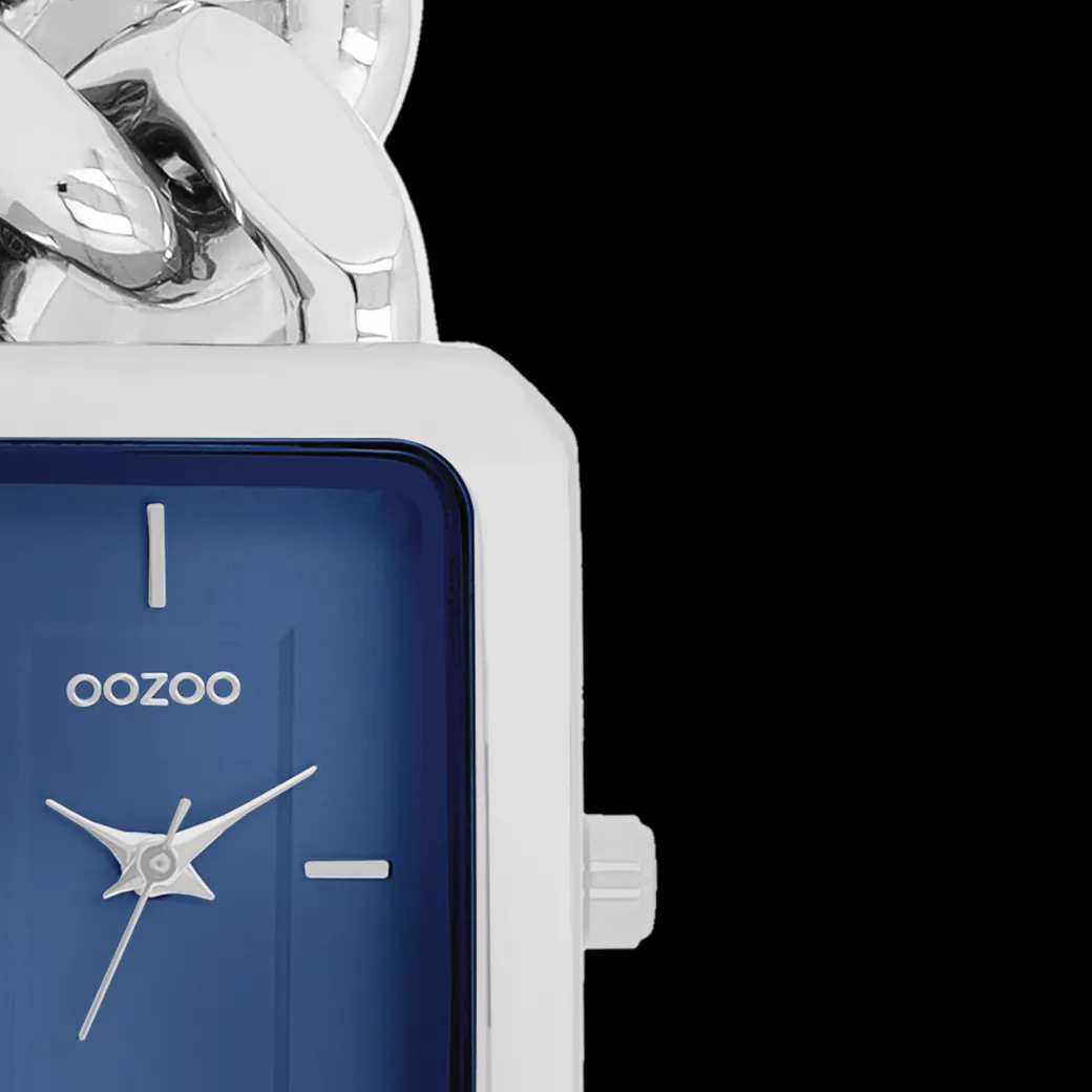 Zilverkleurige OOZOO horloge met grove schakelarmband - C11352