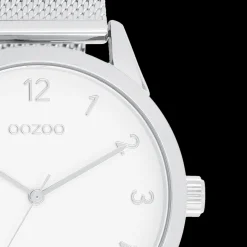 Zilverkleurige OOZOO horloge met metalen mesh armband - C11320