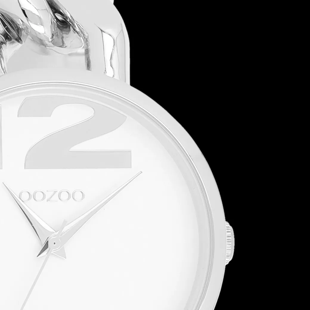 Zilverkleurige OOZOO horloge met grove schakelarmband - C11260