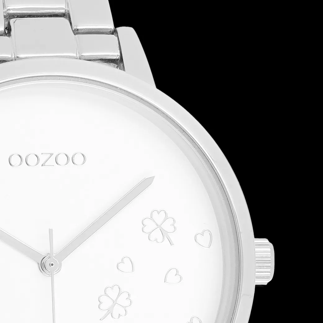Zilverkleurige OOZOO horloge met roestvrijstalen armband - C11120