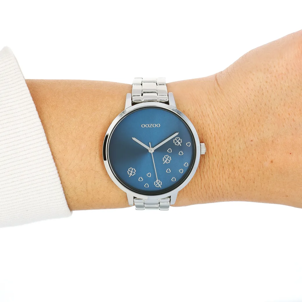 Zilverkleurige OOZOO horloge met roestvrijstalen armband - C11121