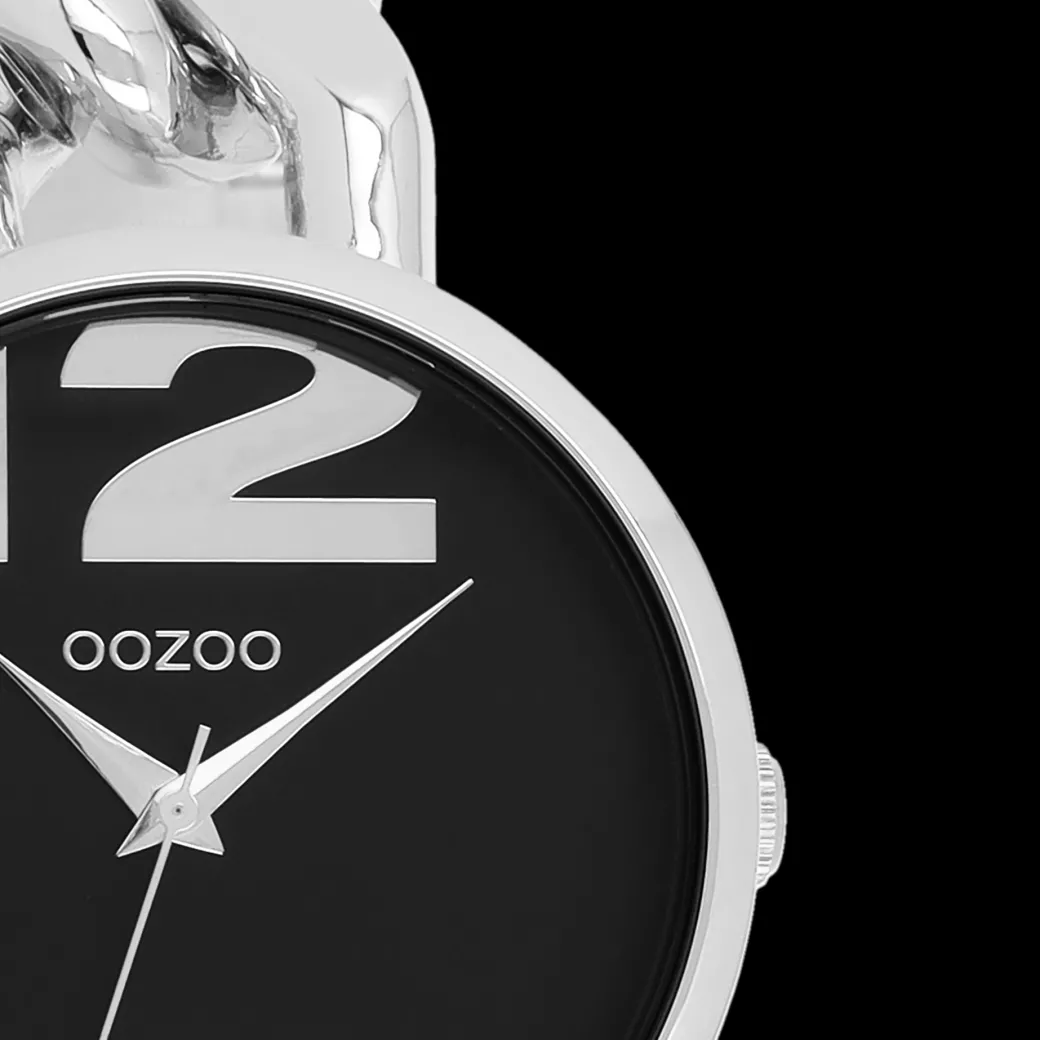 Zilverkleurige OOZOO horloge met grove schakelarmband - C11261