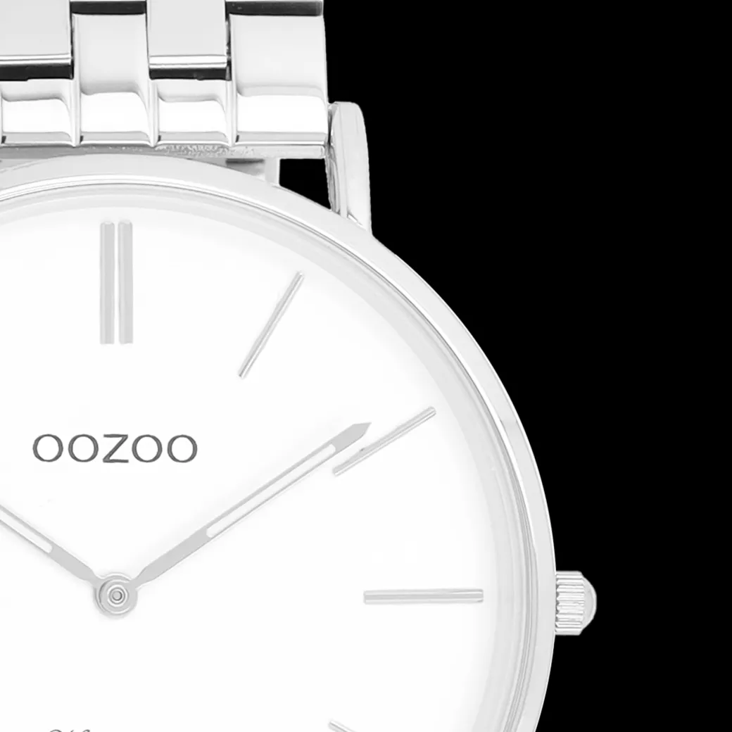 Zilverkleurige OOZOO horloge met roestvrijstalen armband roestvrijstalen armband - C20400