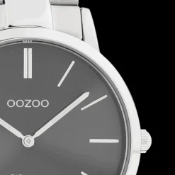Zilverkleurige OOZOO horloge met roestvrijstalen armband - C20021