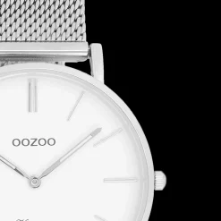 Zilverkleurige OOZOO horloge met metalen mesh armband - C9902