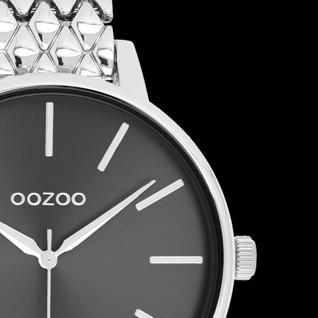 Zilverkleurige OOZOO horloge met roestvrijstalen armband - C11434