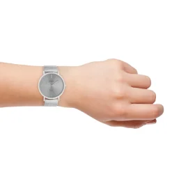 Zilverkleurige OOZOO horloge met metalen mesh armband - C9937