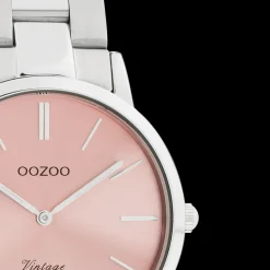 Zilverkleurige OOZOO horloge met roestvrijstalen armband - C20040