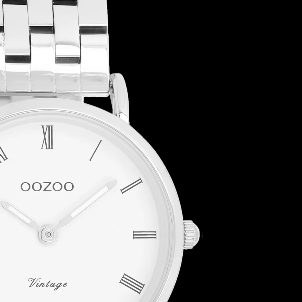 Zilverkleurige OOZOO horloge met roestvrijstalen armband - C20372