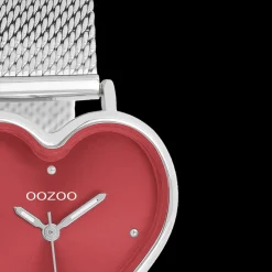 Zilverkleurige OOZOO horloge met metalen mesh armband - C11444
