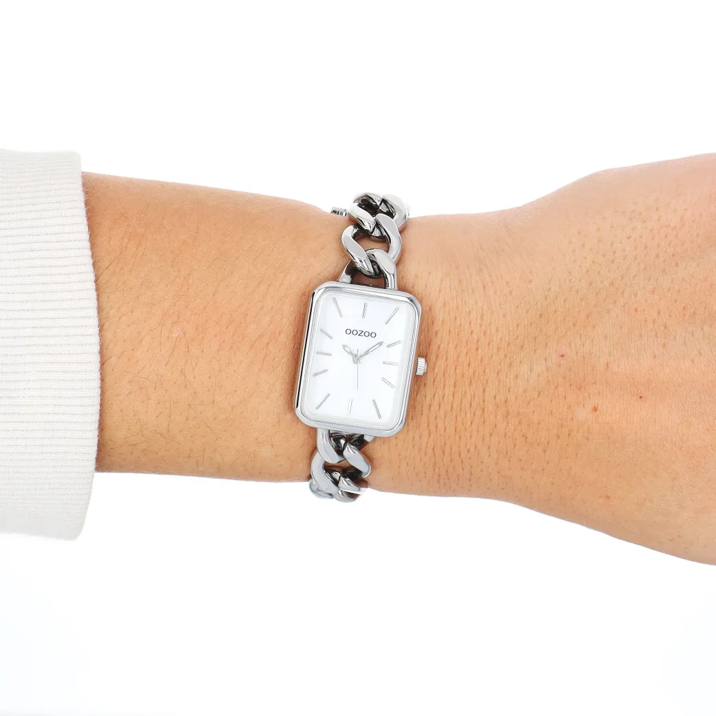 Zilverkleurige OOZOO horloge met schakelarmband - C11130