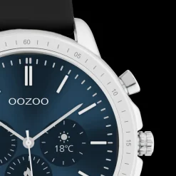 Zilverkleurige OOZOO smartwatch met zwarte rubber band - Q00300