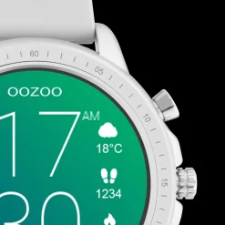 Zilverkleurige OOZOO smartwatch met steengrijze rubber band - Q00311
