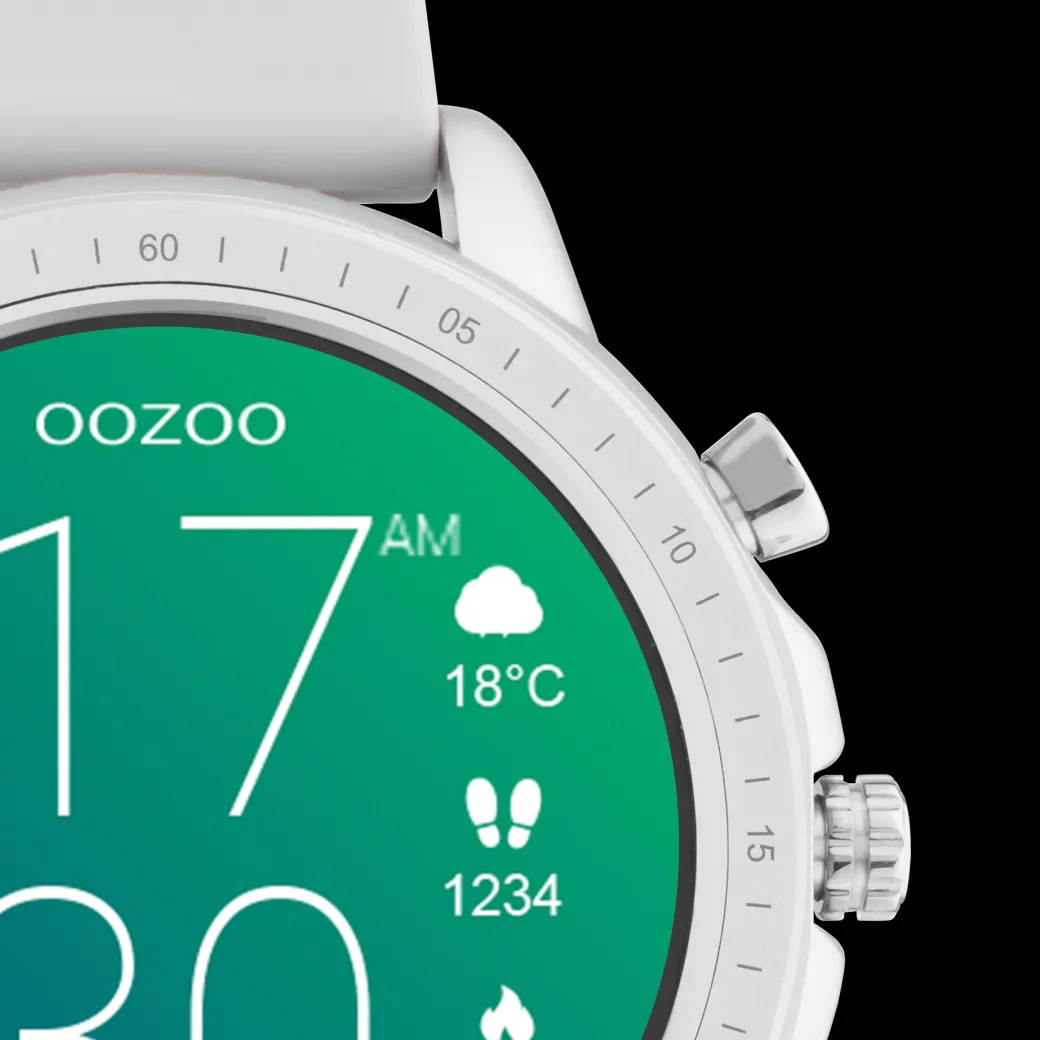 Zilverkleurige OOZOO smartwatch met steengrijze rubber band - Q00311