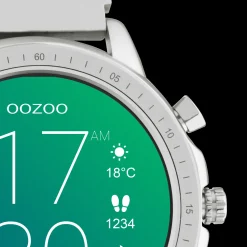 Zilverkleurige OOZOO smartwatch met zilverkleurige metalen mesh armband - Q00305