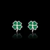 Zilverkleurig/groene oorbellen met een groene klaver