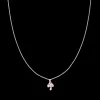 Zilverkleurig/rode ketting met een paddenstoel bedeltje