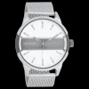 Zilverkleurig/titanium OOZOO horloge met zilverkleurige metalen mesh armband - C11105