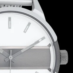 Zilverkleurig/titanium OOZOO horloge met zilverkleurige metalen mesh armband - C11105